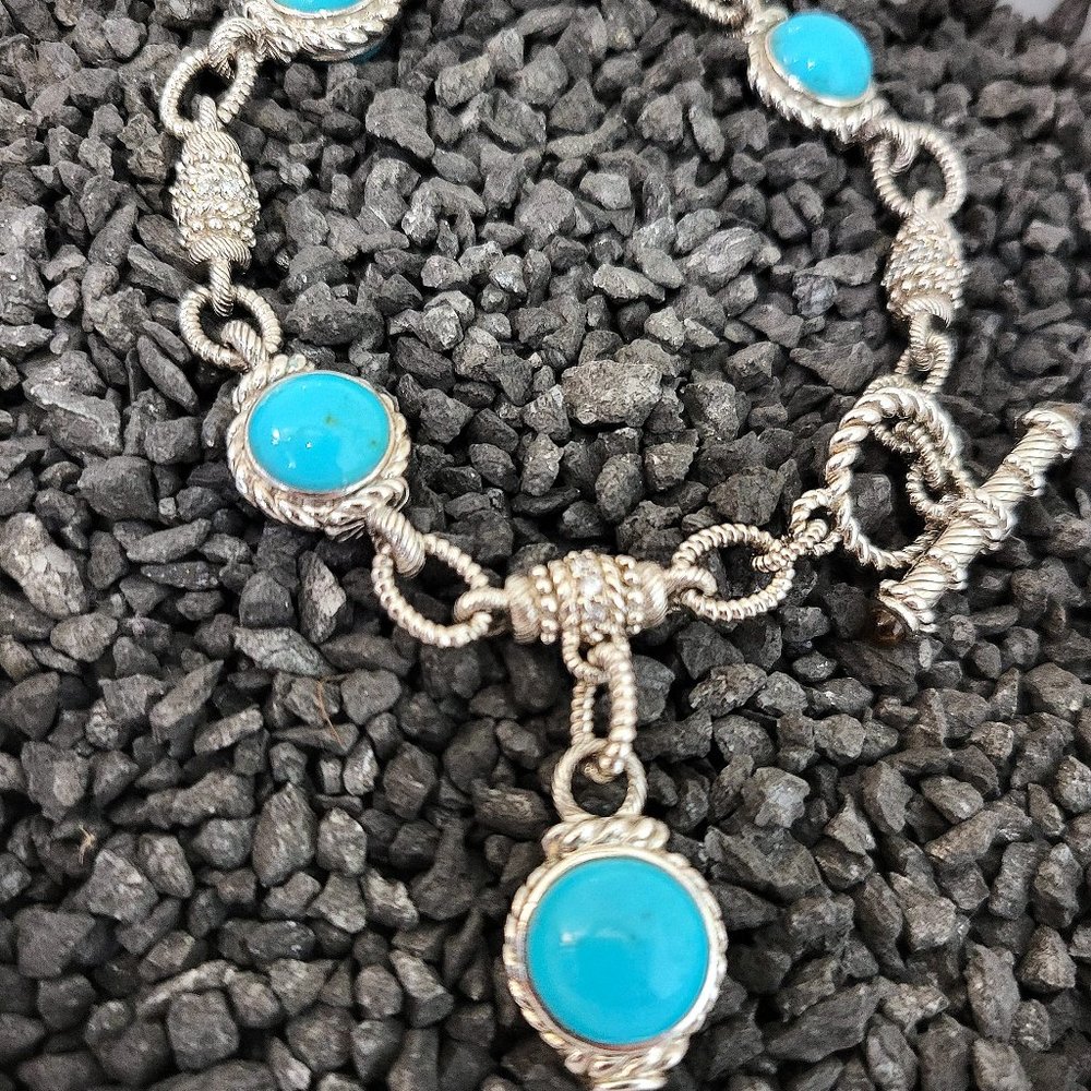 Silver and Blue Gemstone Bracelet